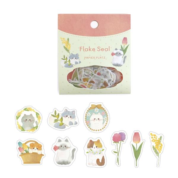 yoko フラワーキャット フレークシール 54ピース入り / ネコ 猫