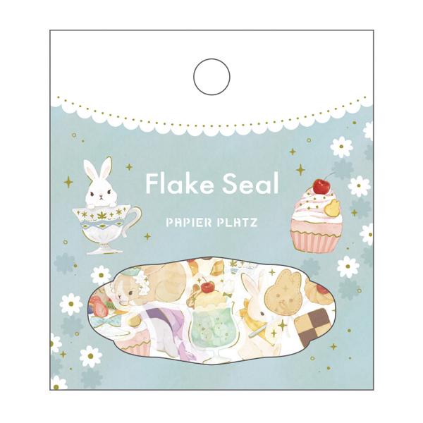 sweet bunny フレークシール 54ピース入 / ウサギ 箔押し 可愛い
