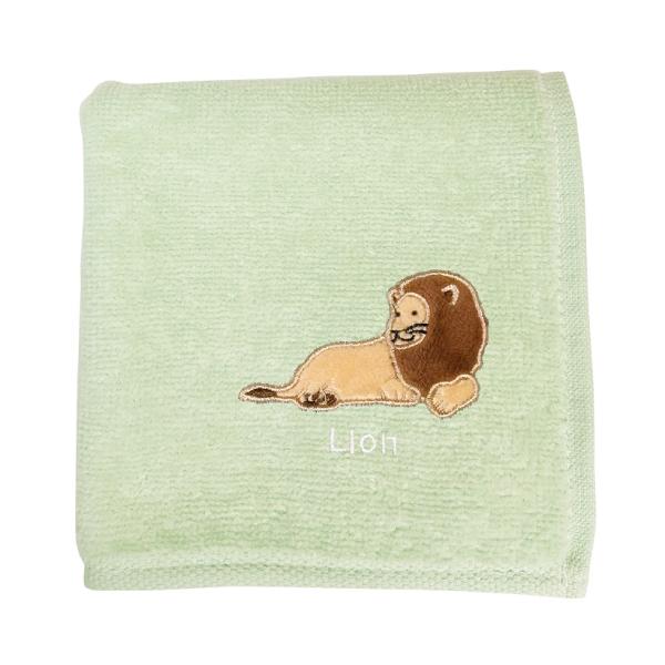 アニマル 刺繍 ハンカチ ライオン / 動物 ハンドタオル 綿