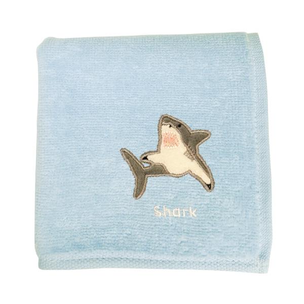 ★SALE★スムース天竺fishアイスクリーム＊パッチハンカチ＊19×14 アクアチック 刺繍 ハンカチ サメ / 鮫 ハンドタオル 綿 ギフト
