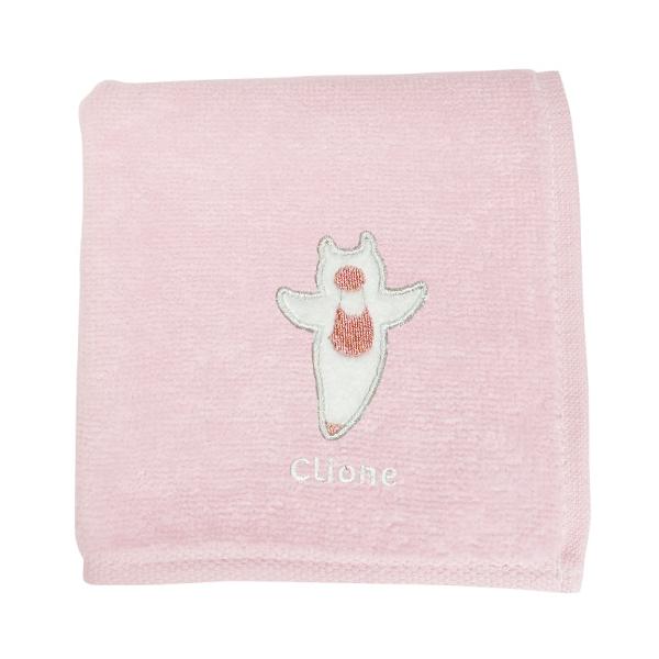 手刺繍入ちっちゃな タオルハンカチ【女の子と白いアネモネ】 手刺繍入ちっちゃな タオルハンカチ【女の子と白いアネモネ】