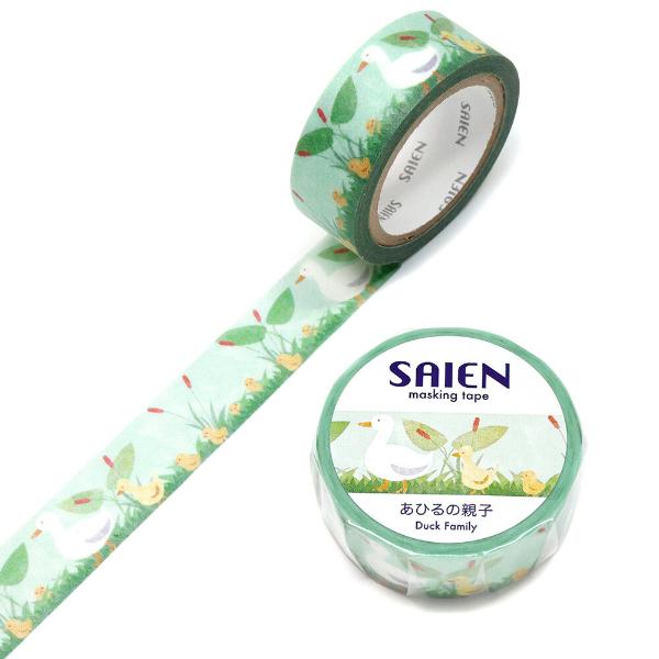 SAIEN あひるの親子 15mm マスキングテープ / アヒル ヒヨコ マステ