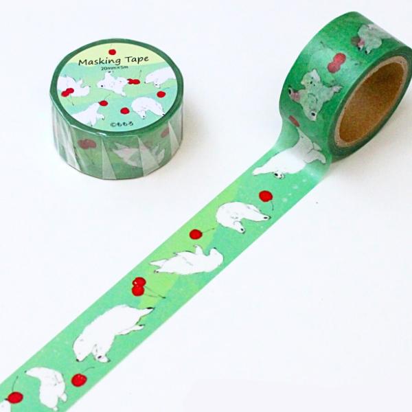 イラストレーター・絵本作家のももろさんが描く可愛らしいマスキングテープ。まるで絵本の一場面を切り取ったような、ほっこりする色合いとデザイン。ノートや手紙に添えるだけで、日常に動物たちの小さな物語が生まれます。シロクマ/ホッキョクグマ/クリー...