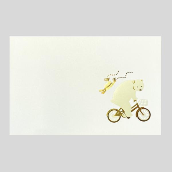 Hey Honey! ポストカード / 箔押し シロクマ 自転車 Bear's Week End