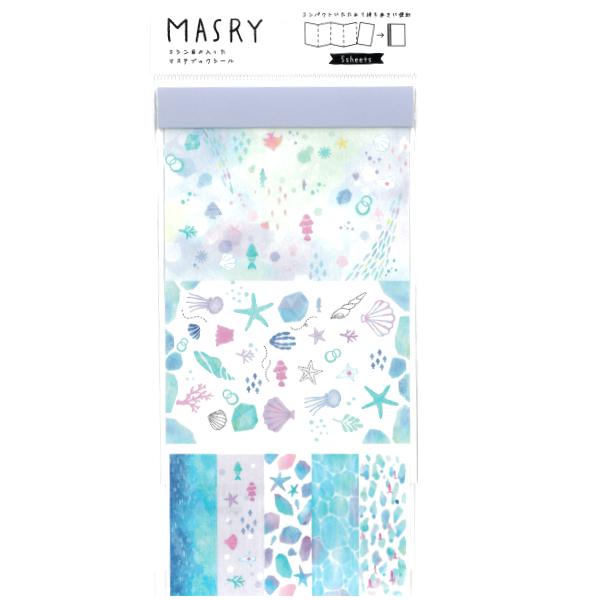 Masry シードロップ コンパクトマステブックシール 5シート入 海 マステ素材 スケジュール帳 クーリア 在庫限り ありしろ雑貨店yahoo 店 通販 Yahoo ショッピング