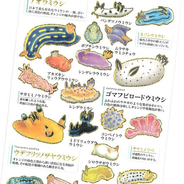 カミオジャパン 大人の図鑑シール ウミウシ / 海洋生物 金箔押し加工