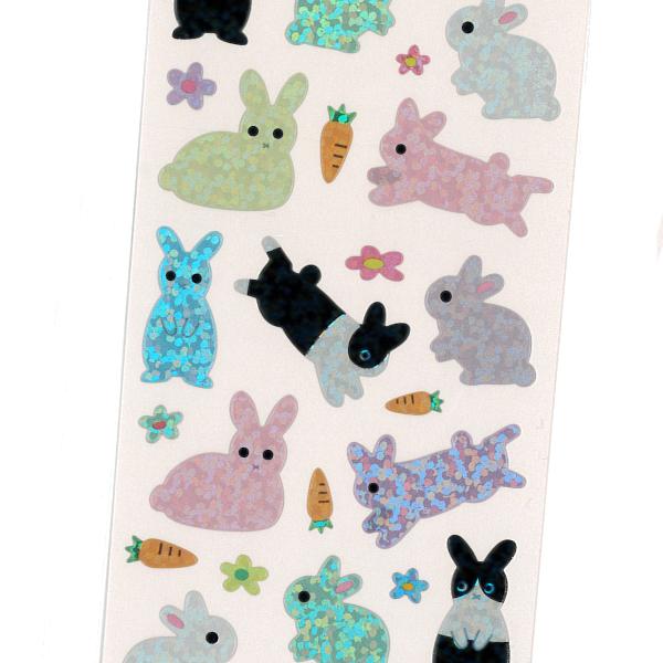ホログラムウサギシール キラキラ ラコルタ ステッカー ウサギ / うさぎ ホログラム シール キラキラ