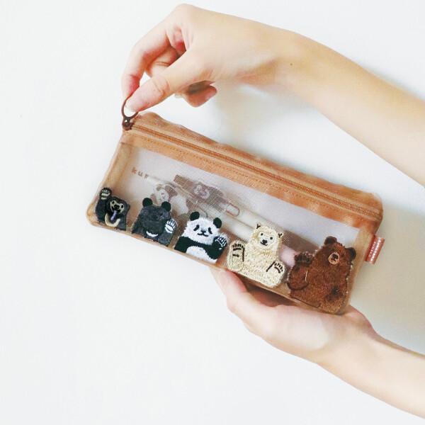 パイン・クリエイト kumagoto スリム 刺繍ポーチ / パンダ クマ