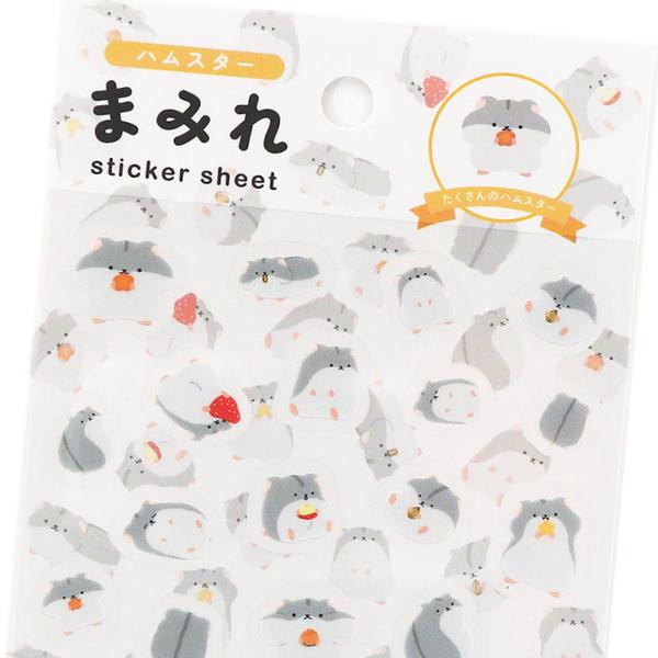 まみれ ハムスター シートシール / 可愛い 透明 PET素材 手帳 デコ