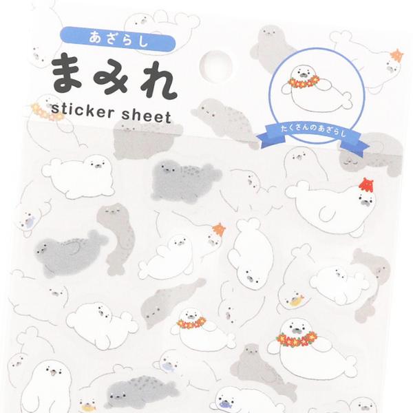 まみれ あざらし シートシール / 可愛い アザラシ 透明 PET素材 手帳