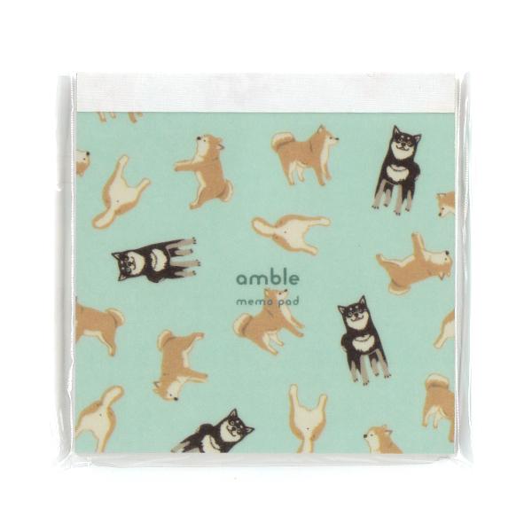 amble スクエアメモ Shiba 100枚入 / 柴犬 黒柴 可愛い メモ帳 MMP-008
