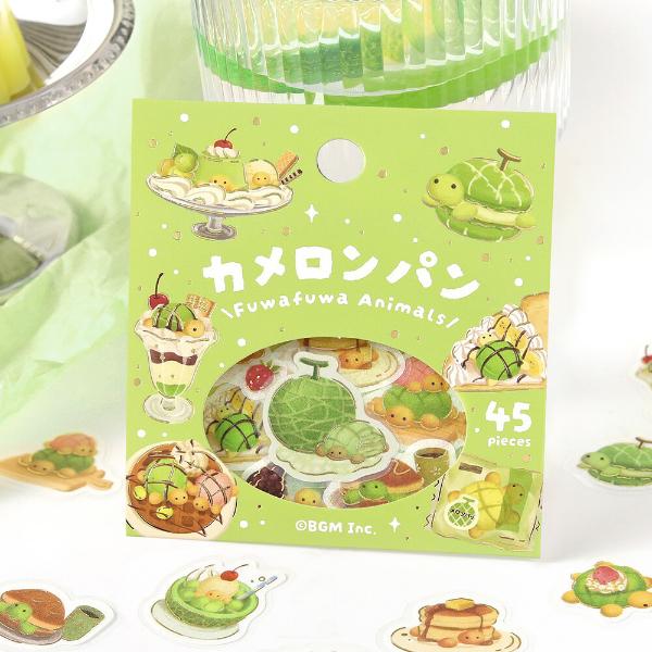 BGM 箔押し「ふわふわanimals・カメロンパン」45枚入 フレークシール / マステ素材 デコ