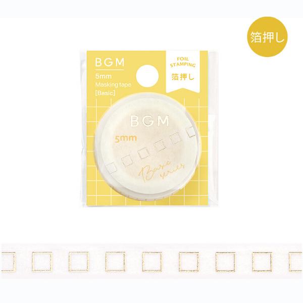 箔押し加工がキレイで可愛い、BGMマスキングテープのライフ5mmシリーズ。個性的なマスキングテープは、貼るだけで可愛いく、綺麗に変身♪チェックボックス/TODOリスト/■サイズ：幅5mm×5m■素材：箔、和紙■生産地：中国株式会社BGM