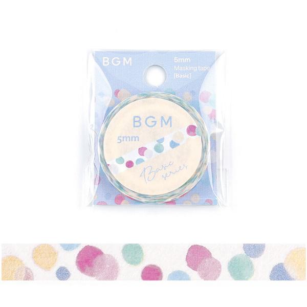BGM 「カラフル水玉」 5mm マスキングテープ / 細い マステ 手帳 デコ