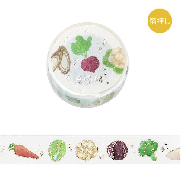 BGM 「箔押し・冬野菜」 15mm マスキングテープ / 野菜 マステ 手帳