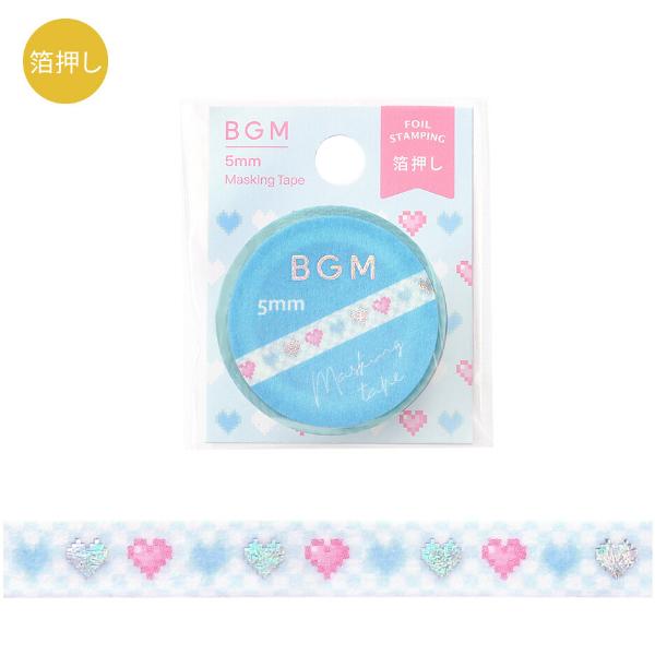 BGM 箔押し 「ドキドキ」 5mm マスキングテープ / ハート 細い マステ