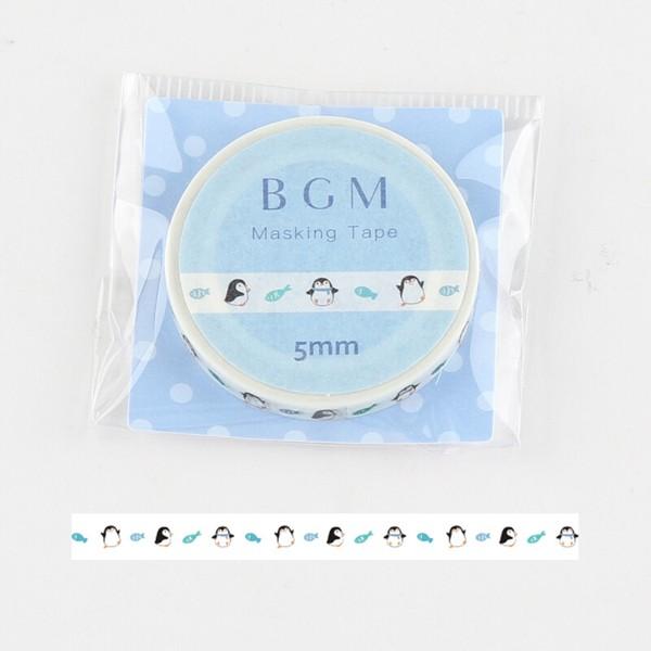 Bgm ペンギンと魚 5mm マスキングテープ 細い マステ 可愛い 日記 手帳 デコ ありしろ雑貨店yahoo 店 通販 Yahoo ショッピング