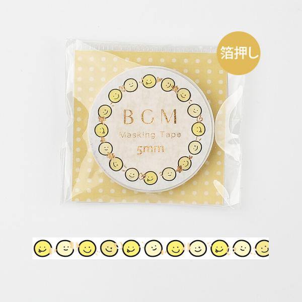 Bgm 箔押し スマイル 5mm マスキングテープ 細い マステ 可愛い 日記 手帳 デコ ありしろ雑貨店yahoo 店 通販 Yahoo ショッピング