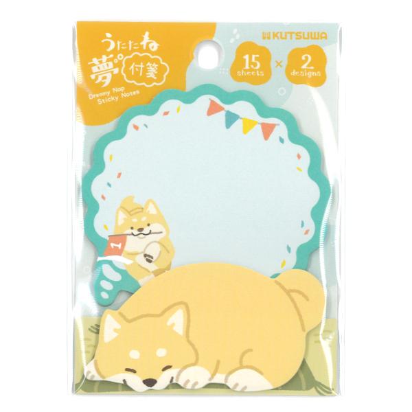 うたたね夢 付箋 シバイヌ 30枚入 / 2サイズ 柴犬 書き込める ふせん クツワ