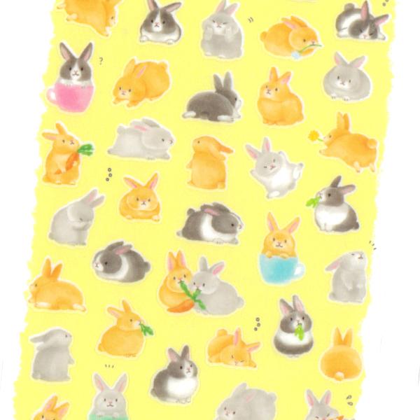 まめまめあにまる ステッカー ウサギ / 可愛い うさぎ マステ素材
