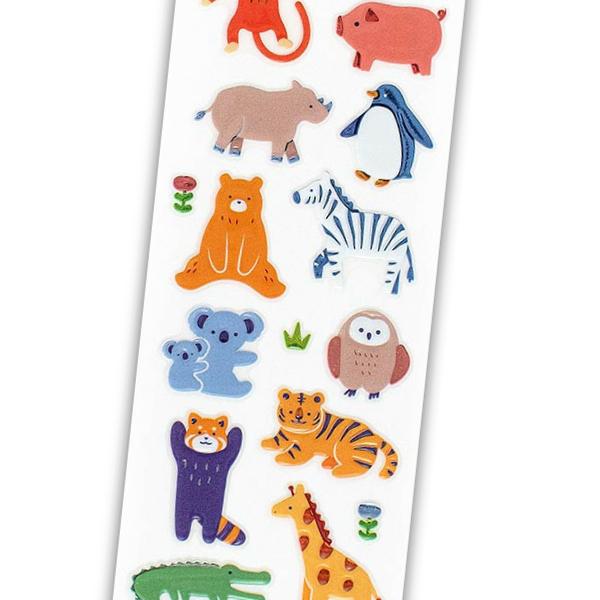 エヌビー社 ビジュシール カラフルアニマル / 可愛い 動物 箔押し