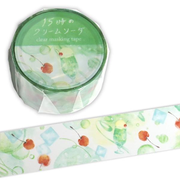 エヌビー社 クリアテープ クリームソーダ 20mm / 手で切れる 透明 PET