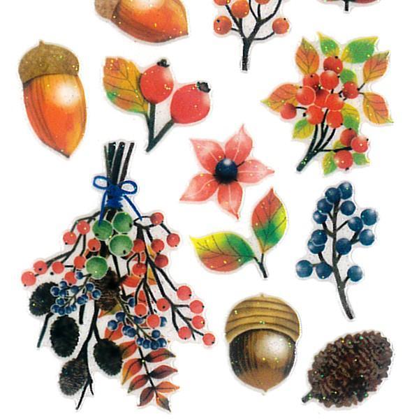 奧山商会 ラメ入り シール 秋の木の実 / 秋柄 ドングリ 軟らかい 厚