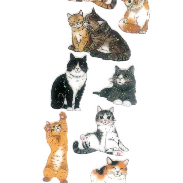 奧山商会 ラメ入り シール ネコ / 可愛い 猫 ねこ デコ 軟らかい