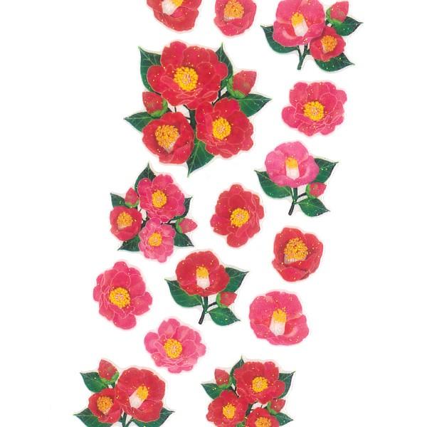 Sticker Fun ラメ入りシール 椿 つばき 冬柄 花 デコ 軟らかい 厚盛りインク キラキラ 奥山商会 日本製 ありしろ雑貨店yahoo 店 通販 Yahoo ショッピング