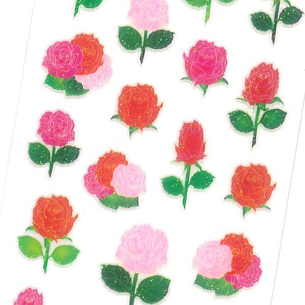 奧山商会 ラメ入り シール バラ / 薔薇 花柄 軟らかい 厚盛りインク