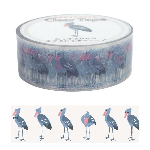 蝶ネクタイをしてたりサングラスをかけてたり。かっこいいハシビロコウさん。簡単に手で切れて、貼ってはがせるクリア素材。どこからでも簡単に手で切れる加工がされたテープなのでデコレーションやラッピングに気軽に使えます。手帳やお手紙はもちろん、ファ...