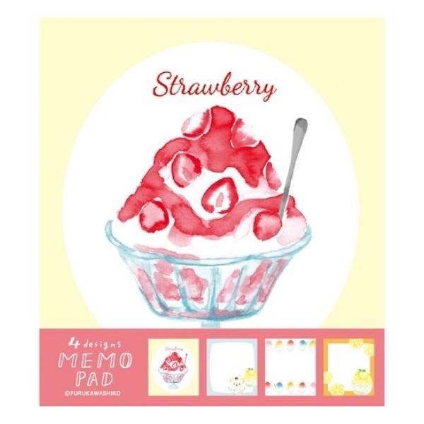 メモパッド かき氷 100枚入 / 夏柄 4柄 スクエアメモ 古川紙工