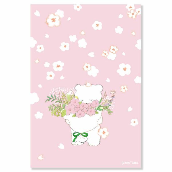 ももろ 春柄 ポストカード 桜の花束 / 可愛い シロクマ 桜 ももろ 春柄 ポストカード 桜の花束 / 可愛い シロクマ 桜
