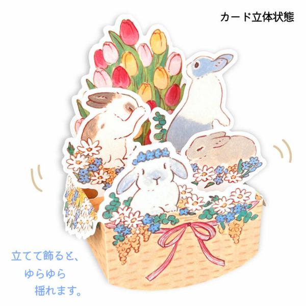 もりやましなこ BOXカード うさぎとバスケット / ウサギ バスケット