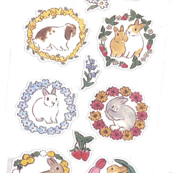 もりやましなこ うさぎさんと春のリース コットンペーパーシール