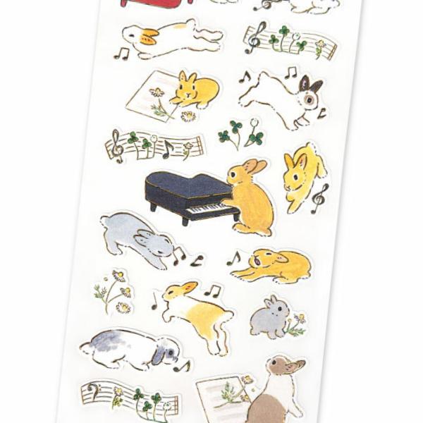 もりやましなこ うさぎさんと音楽 ペーパーシール / ウサギ 音楽