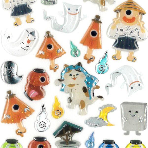 夏柄 ドロップシール 妖怪 お化け ぷっくり 可愛い ラメ入り 銀箔押し加工 樹脂シール ありしろ雑貨店yahoo 店 通販 Yahoo ショッピング