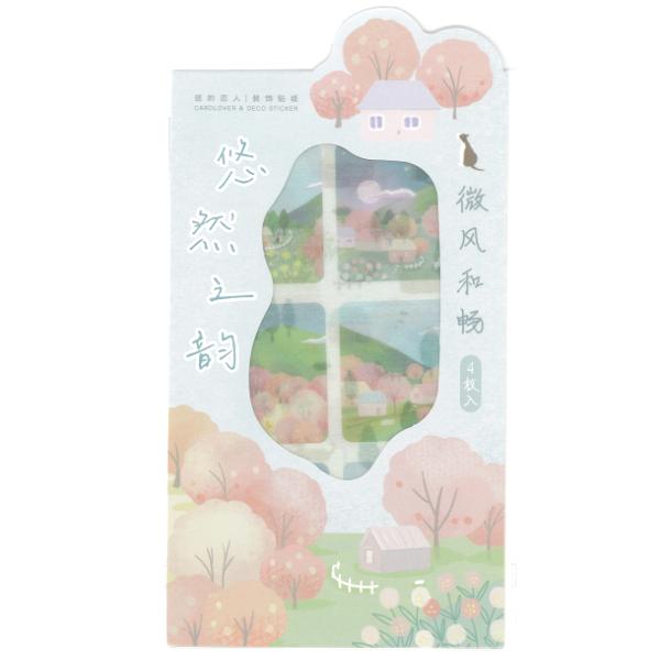 海外シール 微風和暢 4シート入 可愛い 桜 春柄 風景 マステ素材 日記 手帳 デコ Cardlover ありしろ雑貨店yahoo 店 通販 Yahoo ショッピング