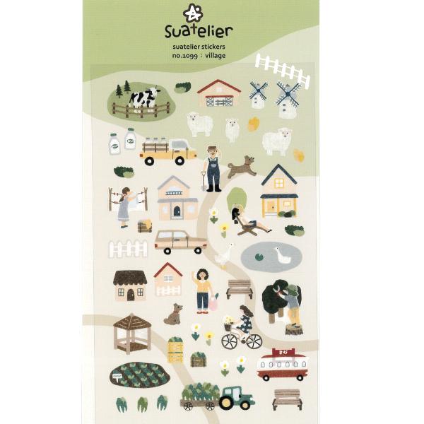 スワテリエ Village ミニスケッチシール ヴィレッジ 農村 可愛い シール 手帳 海外シール ありしろ雑貨店yahoo 店 通販 Yahoo ショッピング