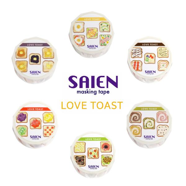 全6種) SAIEN LOVE TOAST 20mm マスキングテープ / パン 可愛い マステ