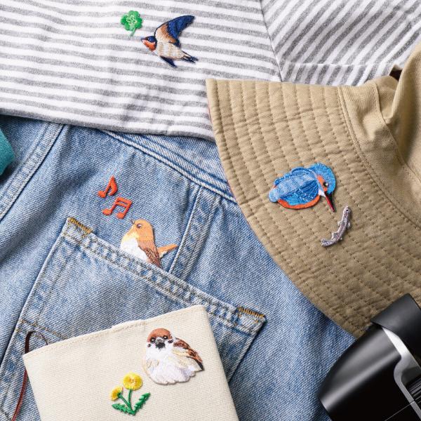 全6種) 野鳥の刺繍ワッペンシール / 可愛い 刺しゅう 鳥グッズ 全6種) 野鳥の刺繍ワッペンシール / 可愛い 刺しゅう 鳥グッズ