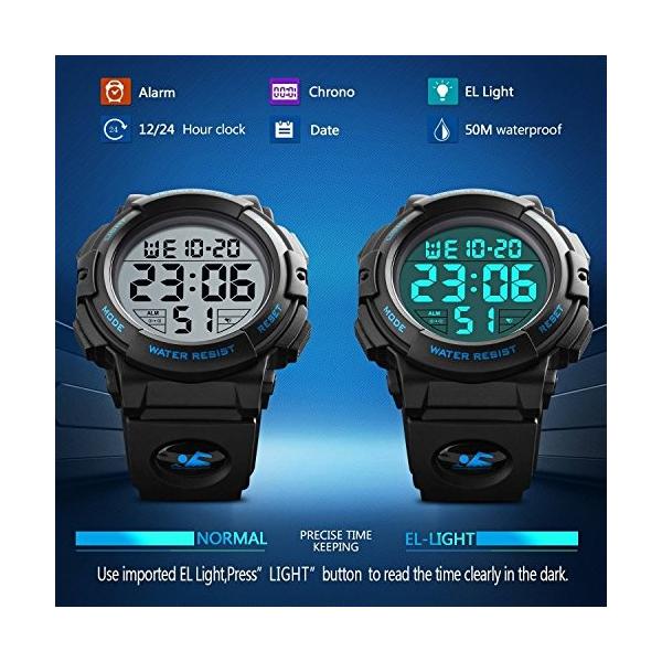 Timever タイムエバー デジタル腕時計 メンズ Led Watch スポーツウォッチ アラーム ストップウォッチ機能付き 50m防水 ブルー Buyee Buyee 日本の通販商品 オークションの代理入札 代理購入