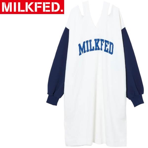 セール ミルクフェド Milkfed ワンピース ブイネック ショルダー