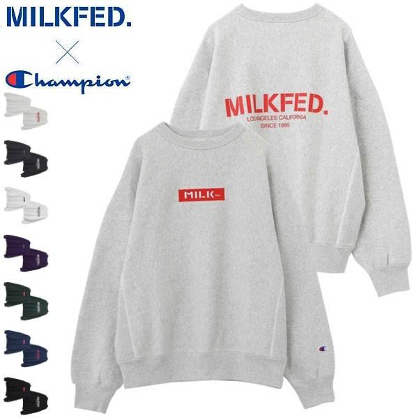 日本産 トレーナー チャンピオン ミルクフェド Milkfed Champion Bar Crew Sweat コラボ スウェット フーディ メンズ レディース セール 注目ブランド Www Muslimaidusa Org