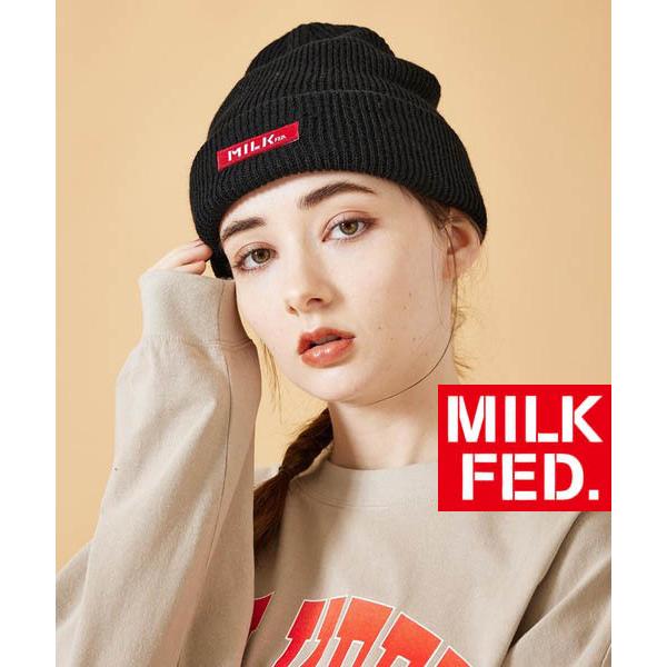 ニットキャップ 帽子 ミルクフェド MILKFED LOGO KNIT CAP 103223051002 ビーニー メンズ レディース ロゴ ハット  正規品