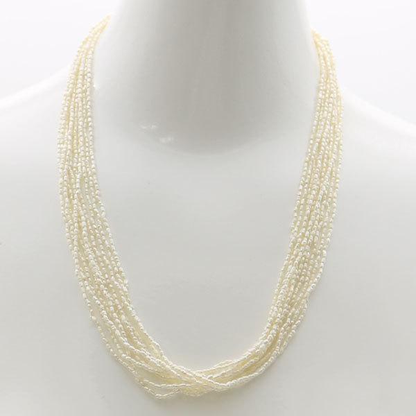 SVアコヤ芥子パール6連セミロングネックレス 約 50cm