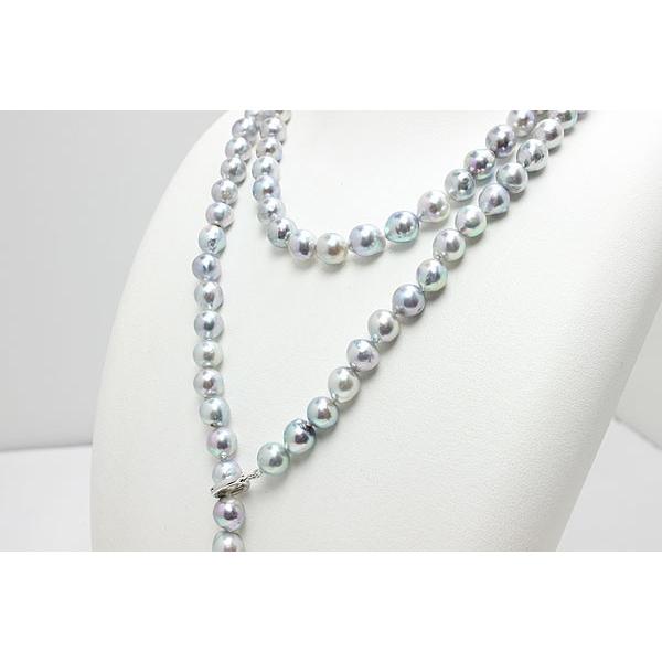 ロングパールネックレス真珠ネックレス本真珠シルバー
