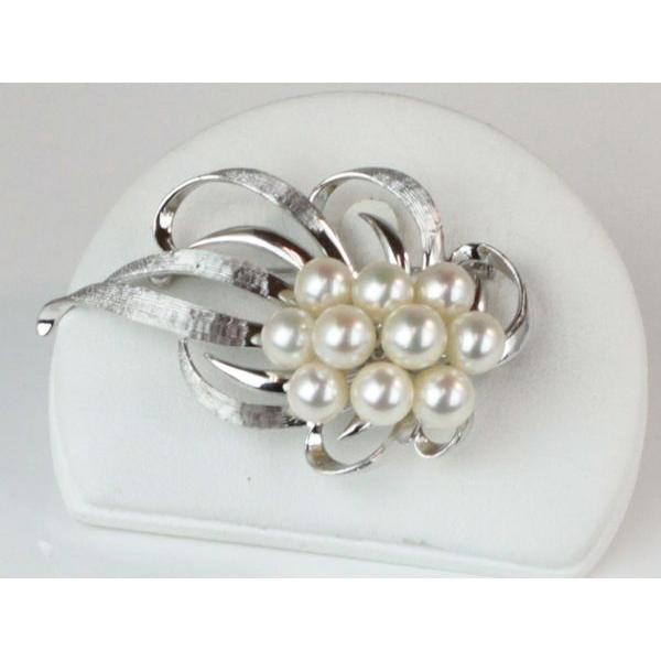 真珠パールブローチ アコヤ真珠10pcsシルバーパールブローチペンダント