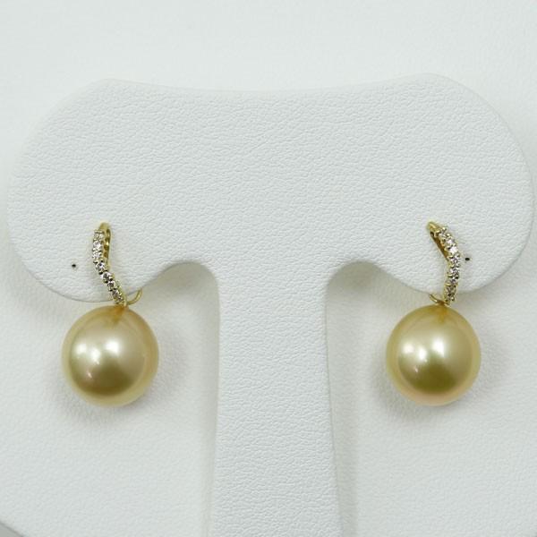 真珠 パール イヤリング 南洋真珠 白蝶真珠 11mm ナチュラルゴールド  