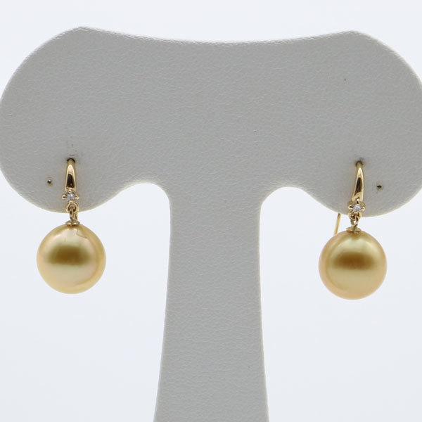 真珠 パール ピアス 南洋白蝶真珠 9.5mm-9.6mm ナチュラル ゴールド  
